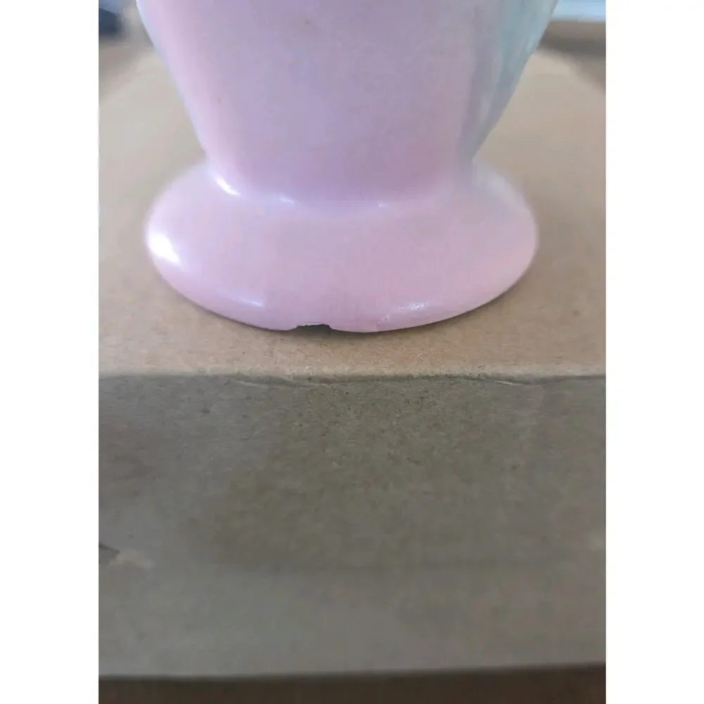 Hull 607-5 1/2 Art Pottery Floral Vase Blue Pink Yellow 1940s Impressed Vintage